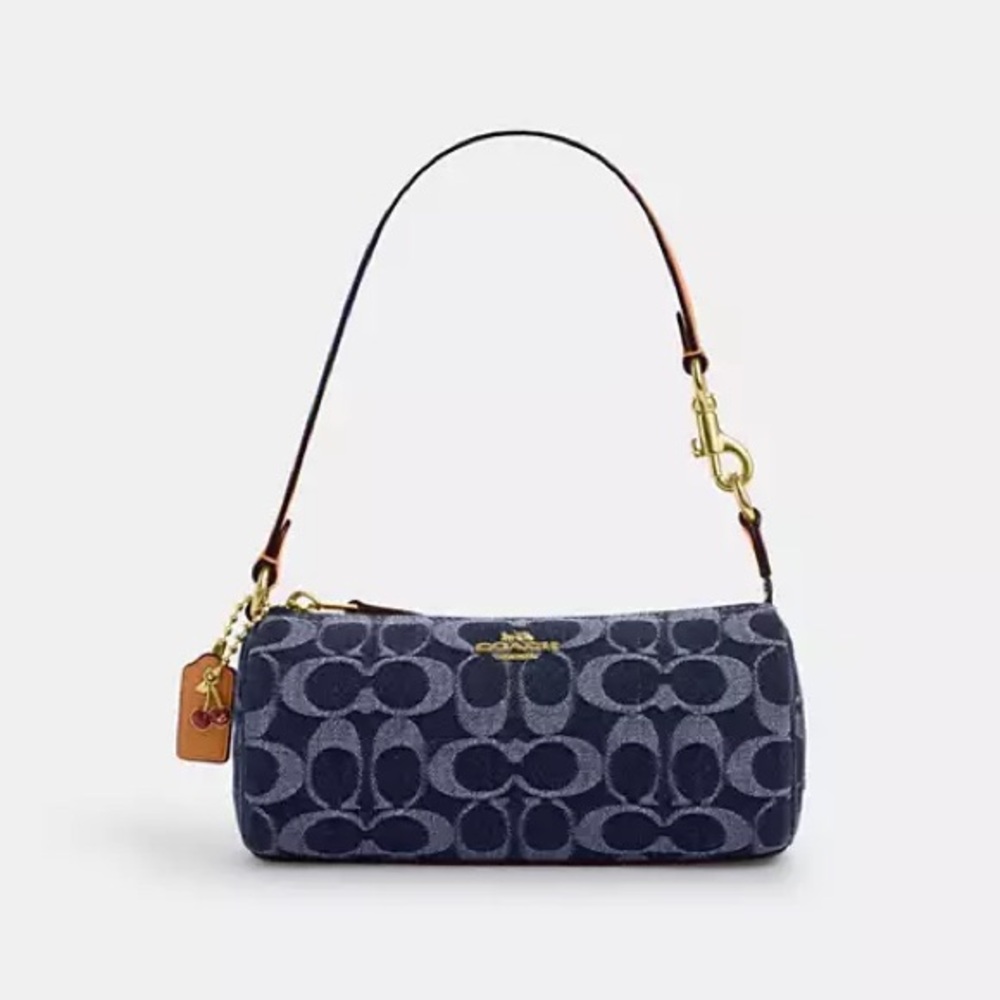 COACH Navy Signature Jacquard Mini Shoulder Bag